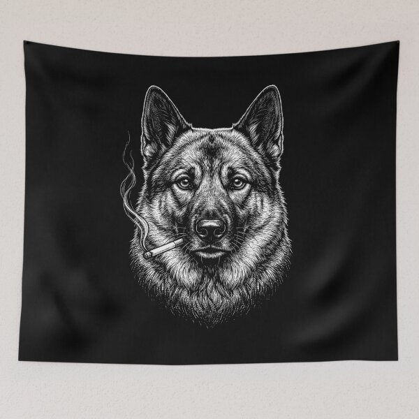 Item preview, Funny Norwegian Elkhound Smoking Meme Dog Owner designed and sold by DoodleTortle.