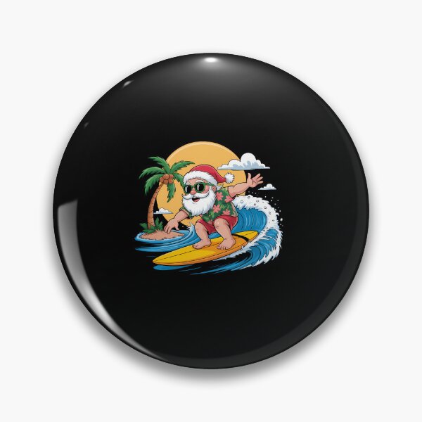 Item preview, Christmas in July  Santa Surfing Summer Aloha Hawaiian designed and sold by SapfireStuArt.