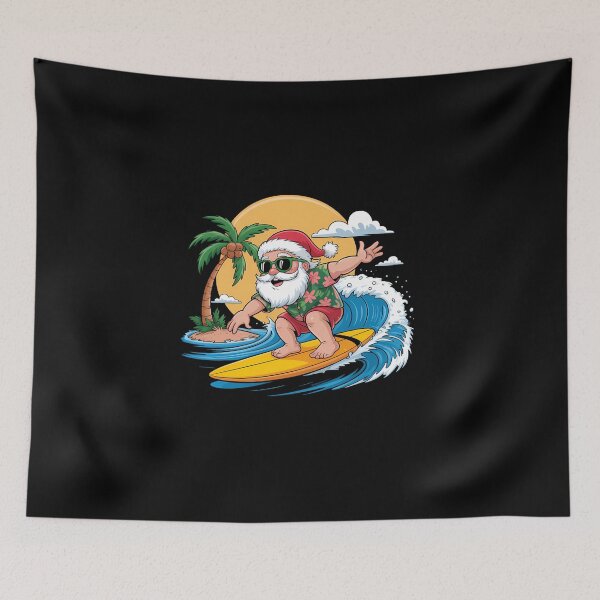 Item preview, Christmas in July Santa Surfing Summer Aloha Hawaiian designed and sold by SapfireStuArt.