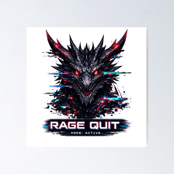 Item preview, RAGE QUIT Glitch Dragon Cyberpunk Neon Gamer Anime Streetwear Design designed and sold by OFFLINE FOREVER™ オフライン.
