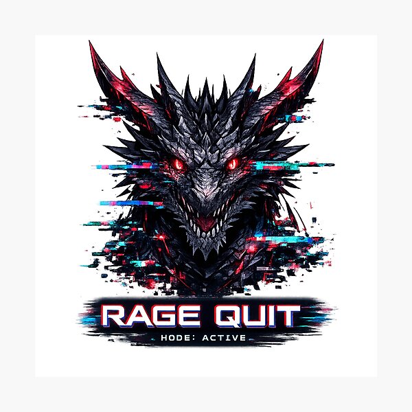 Item preview, RAGE QUIT Glitch Dragon Cyberpunk Neon Gamer Anime Streetwear Design designed and sold by OFFLINE FOREVER™ オフライン.