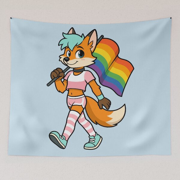 Item preview, Furry Femboy Fox Pride Flag March designed and sold by BlueBullBazaar.