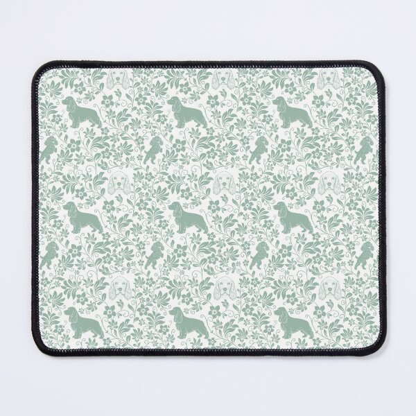 Item preview, Cocker Spaniel Floral Silhouette Pattern | Elegant Spaniel Dog Design in Green designed and sold by WildLakePatterns.