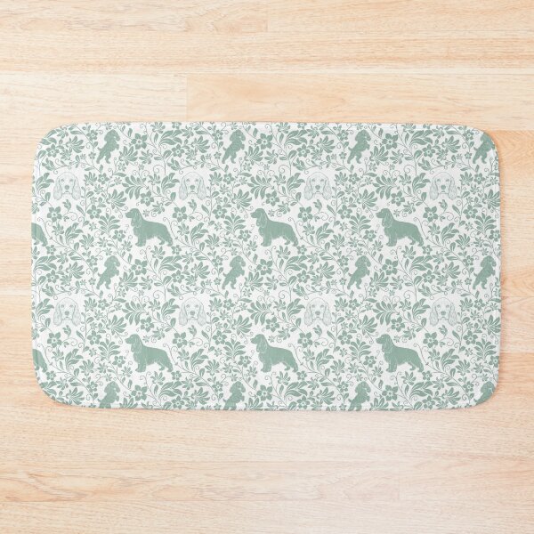 Item preview, Cocker Spaniel Floral Silhouette Pattern | Elegant Spaniel Dog Design in Green designed and sold by WildLakePatterns.