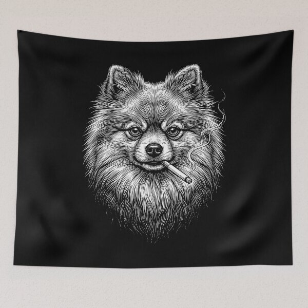 Item preview, Funny Pomeranian Smoking Meme Dog Owner designed and sold by DoodleTortle.