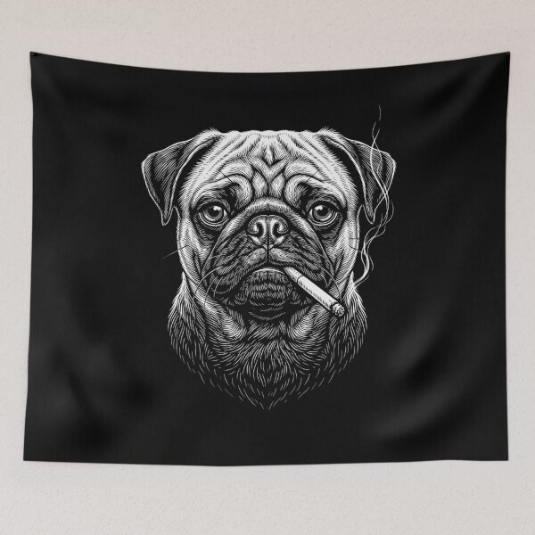 Item preview, Funny Pug Smoking Meme Dog Owner designed and sold by DoodleTortle.