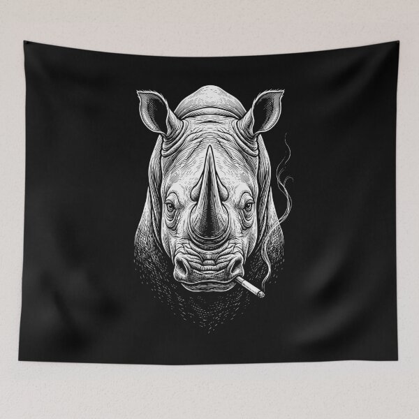 Item preview, Funny Rhino Smoking Meme Animal Lover designed and sold by DoodleTortle.