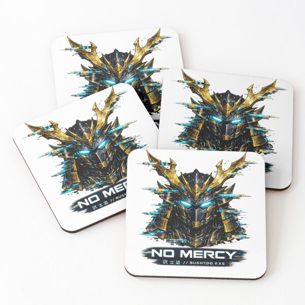 Item preview, NO MERCY Cyber Samurai Helmet Glitch Anime Mecha Bushido Streetwear Design designed and sold by OFFLINE FOREVER™ オフライン.