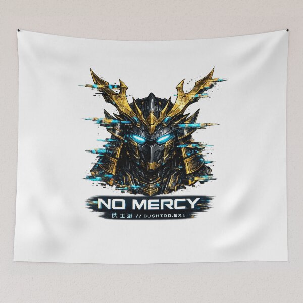 Item preview, NO MERCY Cyber Samurai Helmet Glitch Anime Mecha Bushido Streetwear Design designed and sold by OFFLINE FOREVER™ オフライン.