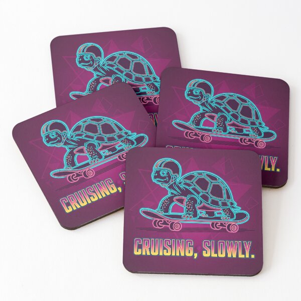 Item preview, Retro Neon Skater Turtle Cruising Slowly | Silly Paws Studio designed and sold by SillyPawsStudio.