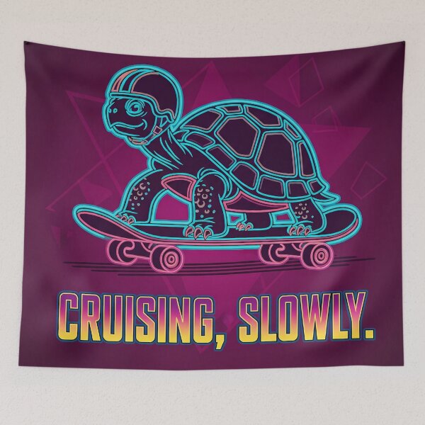 Item preview, Retro Neon Skater Turtle Cruising Slowly | Silly Paws Studio designed and sold by SillyPawsStudio.