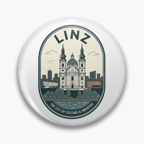 Item preview, Vintage Linz Austria Travel Badge Skyline designed and sold by k3rstman1.