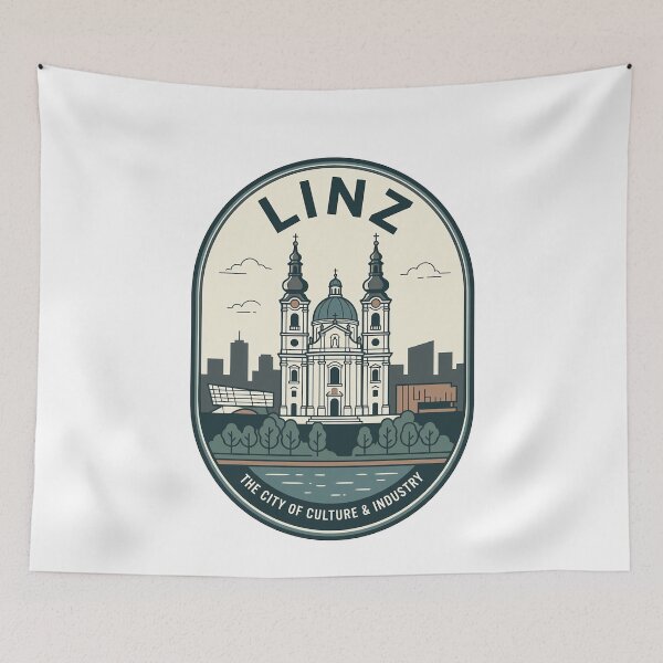 Item preview, Vintage Linz Austria Travel Badge Skyline designed and sold by k3rstman1.