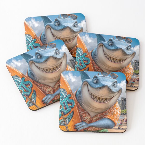Item preview, Smiling Shark in Summer Vibes with Surfboard designed and sold by Artessie.