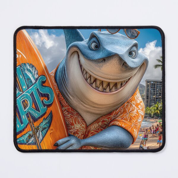 Item preview, Smiling Shark in Summer Vibes with Surfboard designed and sold by Artessie.