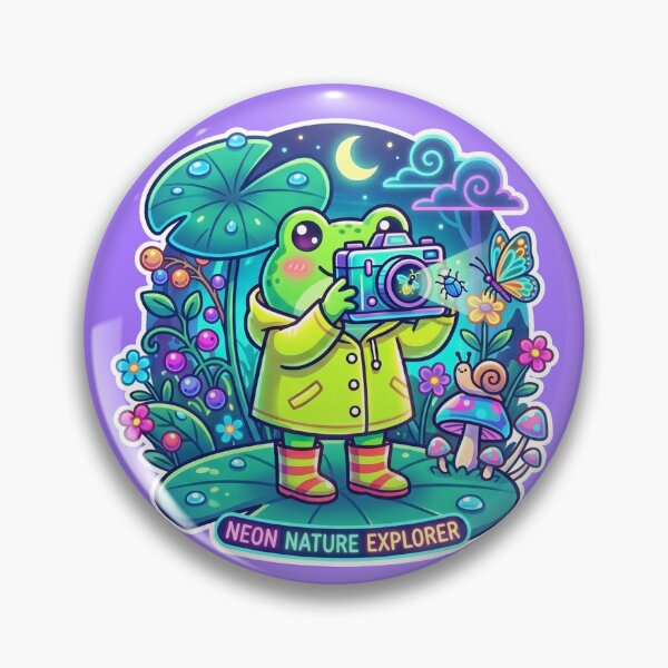 Item preview, Nature Photographer Frog – Cute Adventure Cartoon Forest Aesthetic Neon designed and sold by ArtsyExplorer.