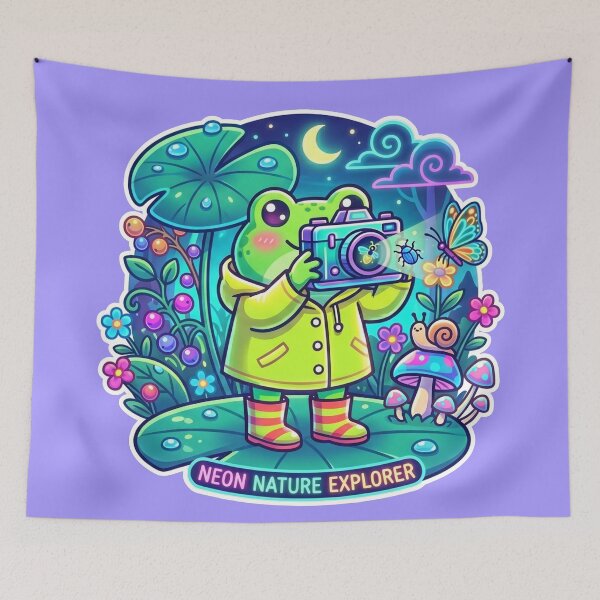 Item preview, Nature Photographer Frog – Cute Adventure Cartoon Forest Aesthetic Neon designed and sold by ArtsyExplorer.
