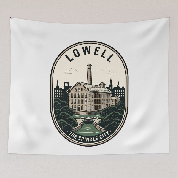 Item preview, Lowell Massachusetts Spindle City Vintage Industrial Mill designed and sold by k3rstman1.