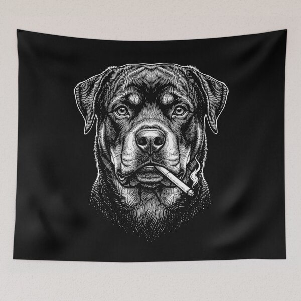 Item preview, Funny Rottweiler Smoking Meme Dog Owner designed and sold by DoodleTortle.