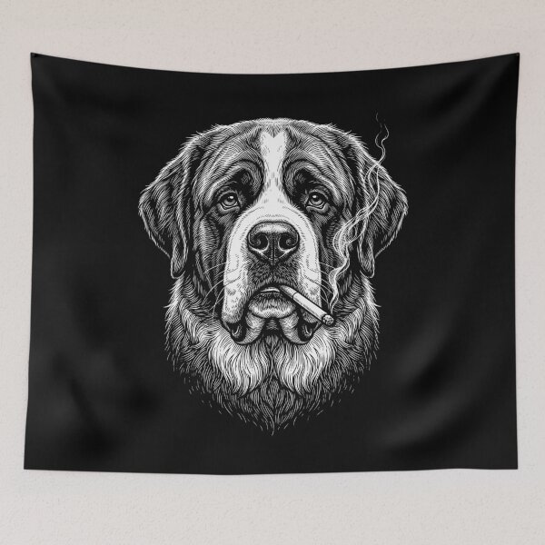 Item preview, Funny Saint Bernard Smoking Meme Dog Owner designed and sold by DoodleTortle.