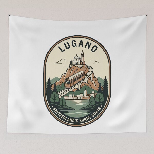 Item preview, Vintage Lugano Switzerland Mountain Funicular Lake Badge designed and sold by k3rstman1.