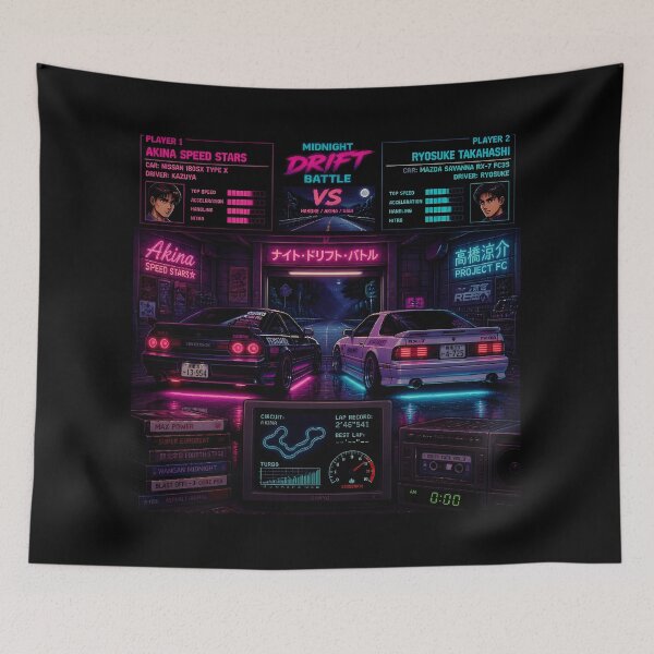 Item preview, Midnight Drift Garage Synthwave Racer Retro JDM Pixel Art designed and sold by ThePixelArchive.