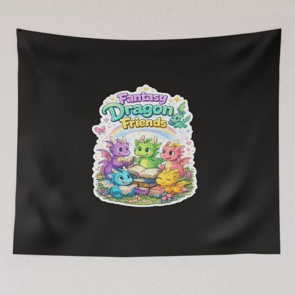 Item preview, Fantasy Dragon Friends Cute Kawaii Reading Club designed and sold by Artbysarmina.