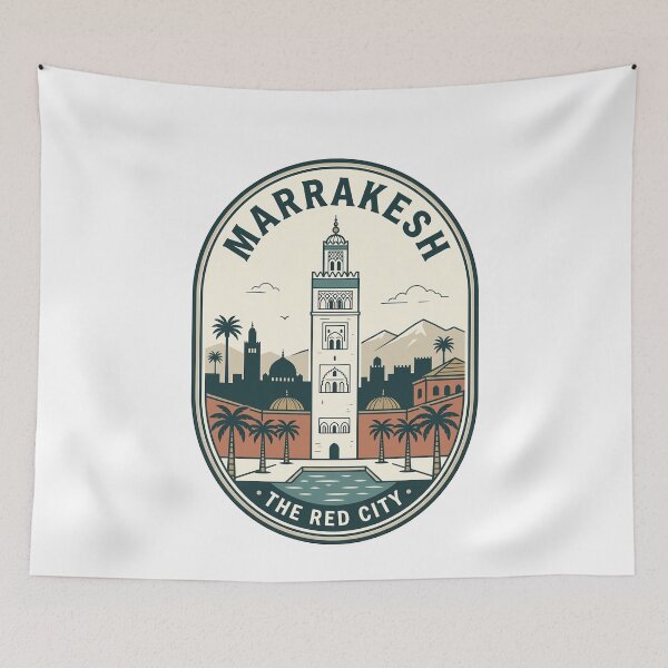 Item preview, Vintage Marrakesh Morocco Red City Travel Badge designed and sold by k3rstman1.