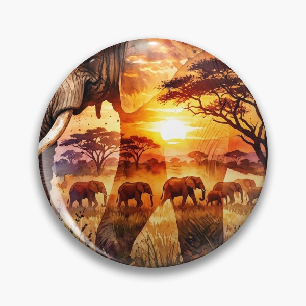Item preview, African Sunset Elephant Double Exposure Watercolor designed and sold by Jedillm .