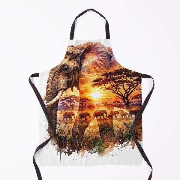 Item preview, African Sunset Elephant Double Exposure Watercolor designed and sold by Jedillm .