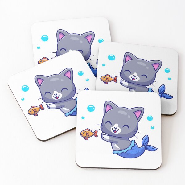 Item preview, Cute Mermaid Cat Swimming With Goldfish Underwater designed and sold by mseymo.