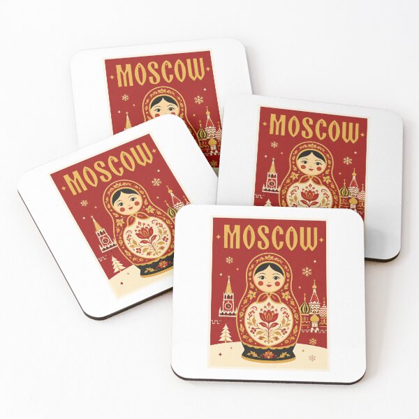 Item preview, Vintage Moscow Russia Travel Poster Matryoshka Doll designed and sold by Beyond Destinations.