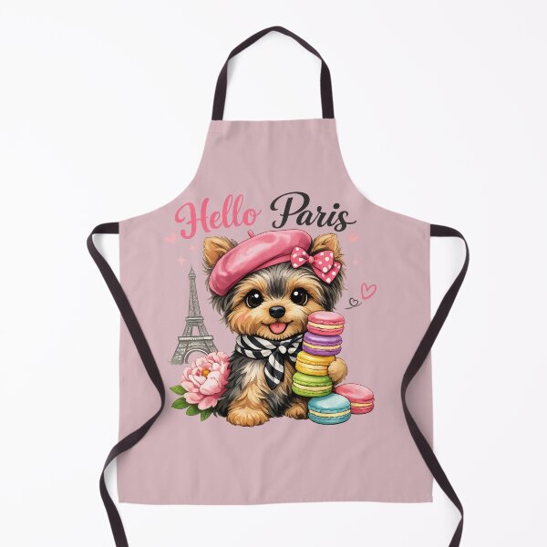 Item preview, Hello Paris Cute Yorkie Dog With Macarons Art designed and sold by Yorkie Magic Studio .