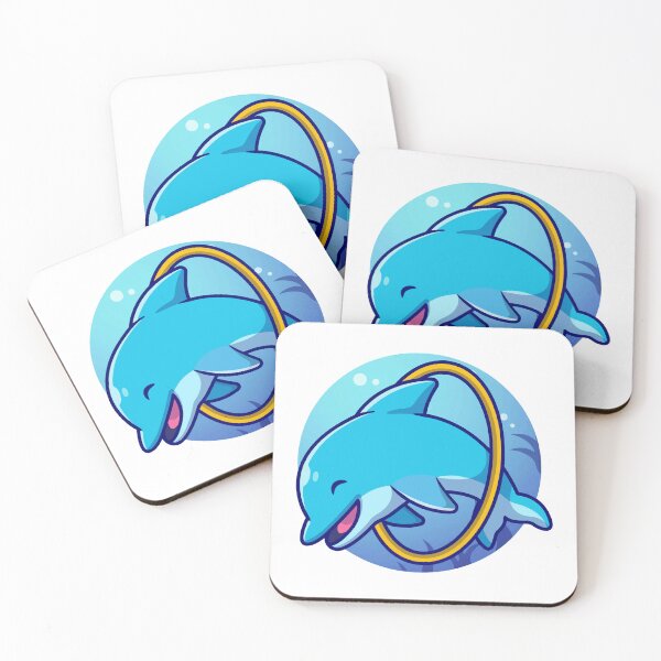 Item preview, Cute Dolphin Jumping Through Hula Hoop Ring designed and sold by mseymo.