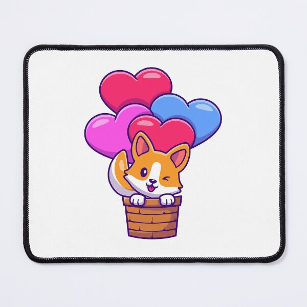 Item preview, Cute Corgi Dog Floating In Heart Balloons Basket designed and sold by mseymo.