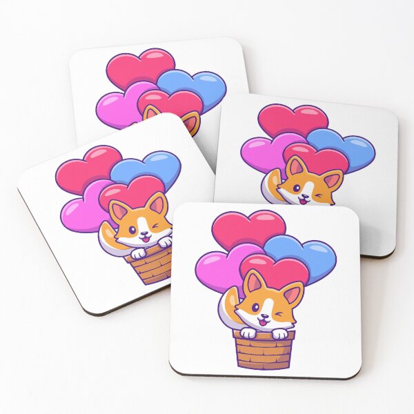 Item preview, Cute Corgi Dog Floating In Heart Balloons Basket designed and sold by mseymo.