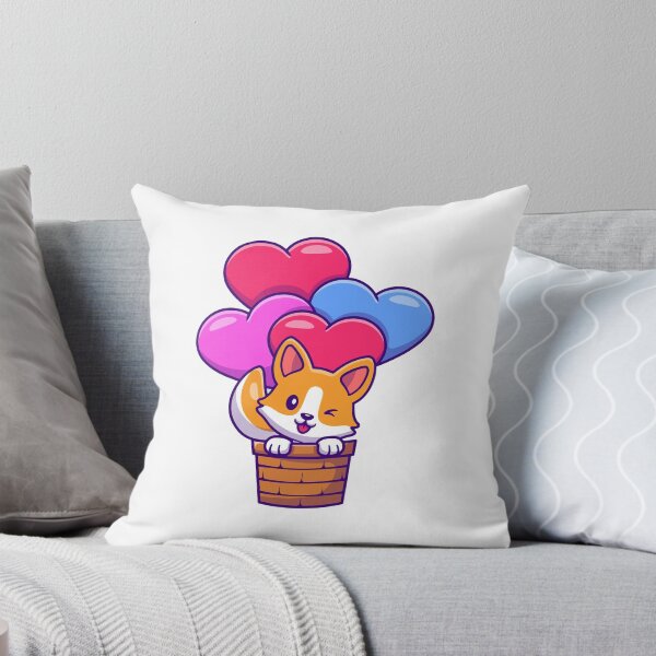Item preview, Cute Corgi Dog Floating In Heart Balloons Basket designed and sold by mseymo.