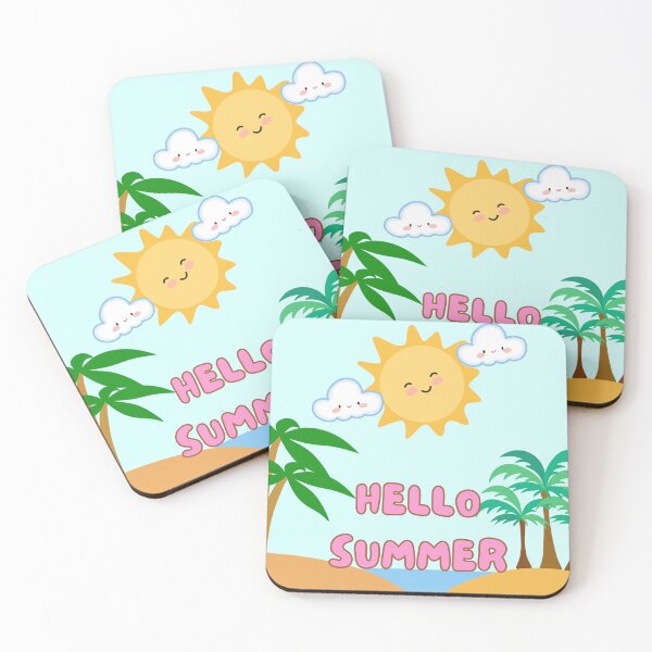Item preview, Hello Summer Cute Kawaii Beach Sun Palm Tree Gift designed and sold by designcolossal.