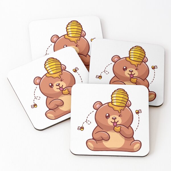 Item preview, Cute Brown Bear Eating Honey Dipper Cartoon designed and sold by mseymo.