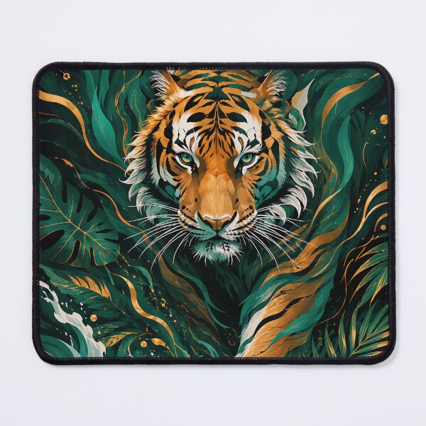 Item preview, Powerful Tiger Portrait with Emerald and Gold Aesthetic designed and sold by ms_illustration.