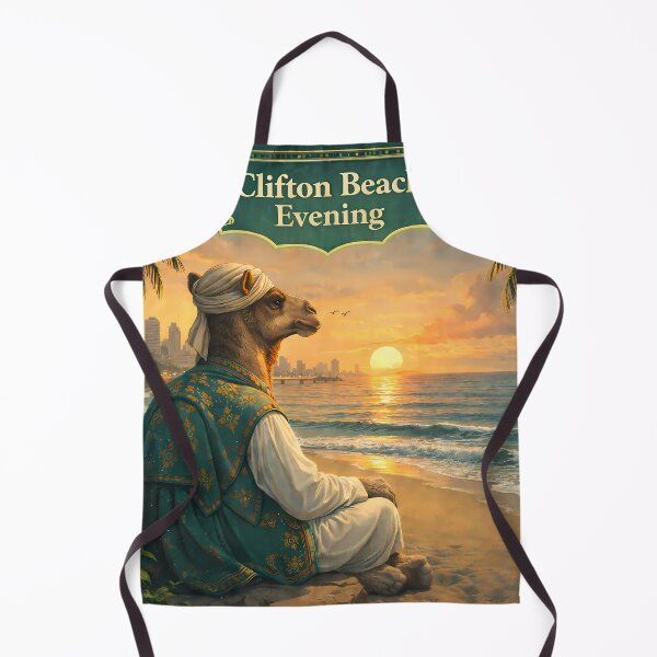 Item preview, Clifton Beach Evening Karachi Pakistan Camel Sunset Travel Poster designed and sold by AuraloomAtelier.