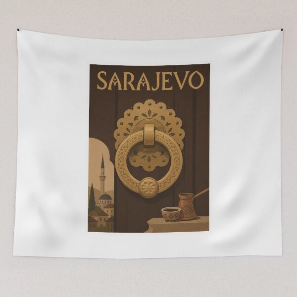 Item preview, Vintage Sarajevo Bosnia Travel Poster Coffee Knocker designed and sold by Beyond Destinations.