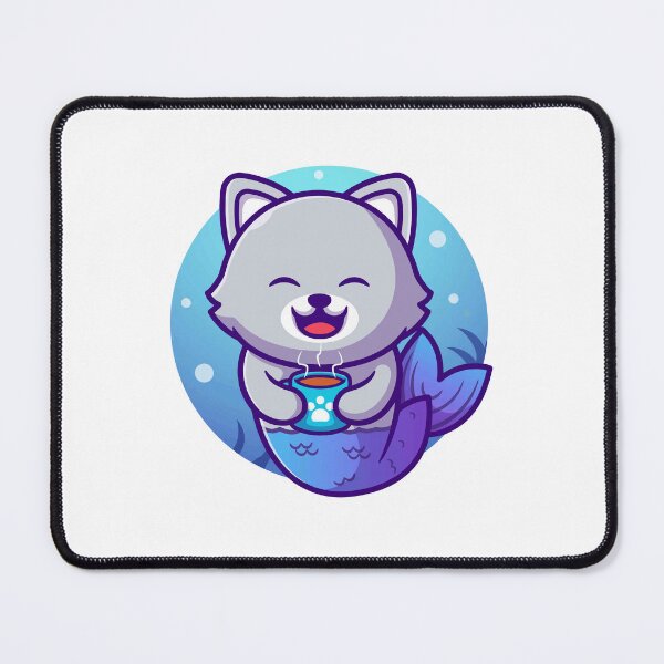Item preview, Cute Wolf Mermaid Drinking Hot Coffee Coziness designed and sold by mseymo.