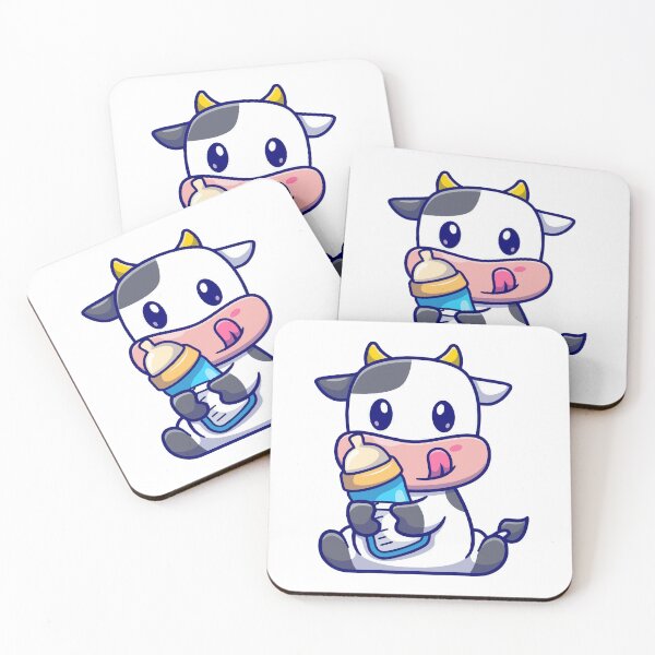 Item preview, Cute Baby Cow Drinking Milk Bottle Kawaii designed and sold by mseymo.