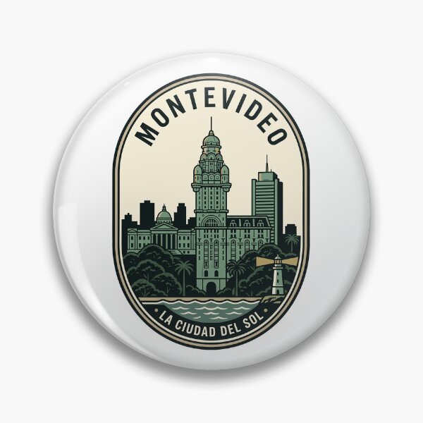 Item preview, Montevideo Uruguay Palacio Salvo Vintage Skyline Badge designed and sold by k3rstman1.