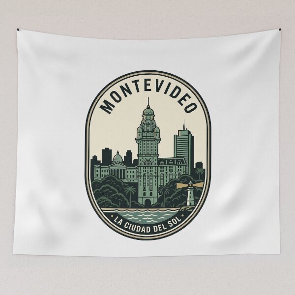 Item preview, Montevideo Uruguay Palacio Salvo Vintage Skyline Badge designed and sold by k3rstman1.