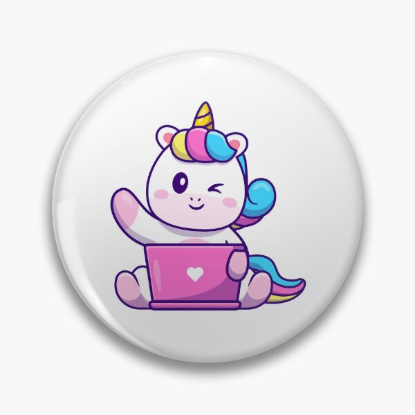 Item preview, Cute Winking Unicorn Working On Pink Laptop designed and sold by mseymo.