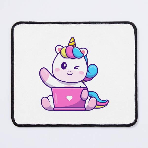 Item preview, Cute Winking Unicorn Working On Pink Laptop designed and sold by mseymo.