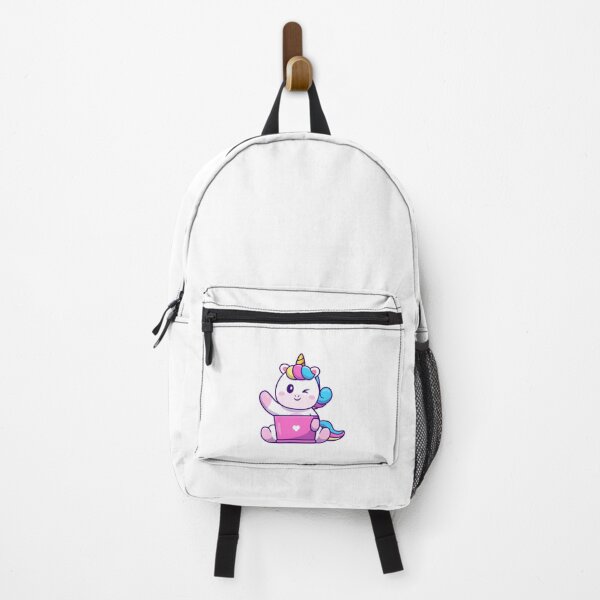 Item preview, Cute Winking Unicorn Working On Pink Laptop designed and sold by mseymo.