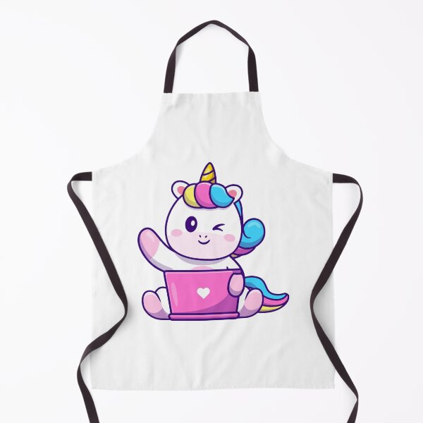 Item preview, Cute Winking Unicorn Working On Pink Laptop designed and sold by mseymo.